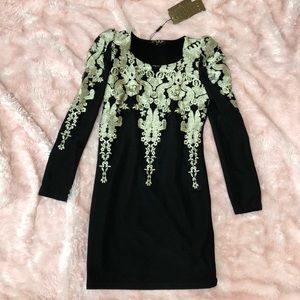 *NEVER WORN* Gold Detailed Formal Dress